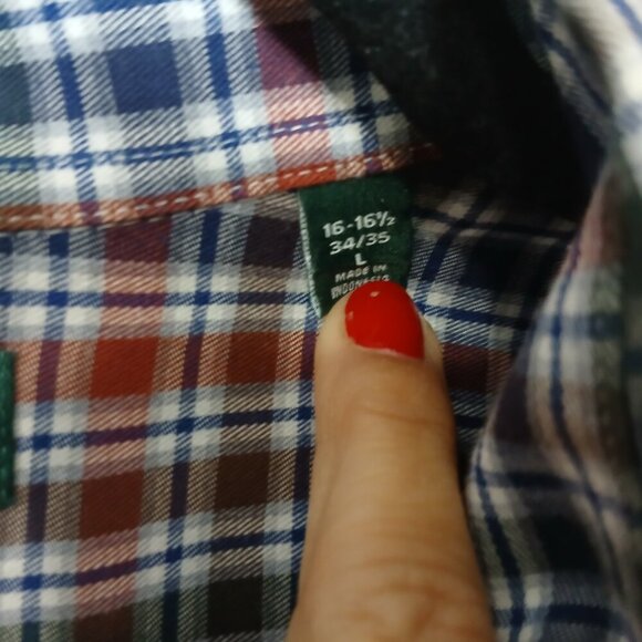 MENS RALPH LAUREN BUTTON DOWN, PLAID, LONG SLEEVE, SIZE LARGE, LIKE NEW - Picture 4 of 4